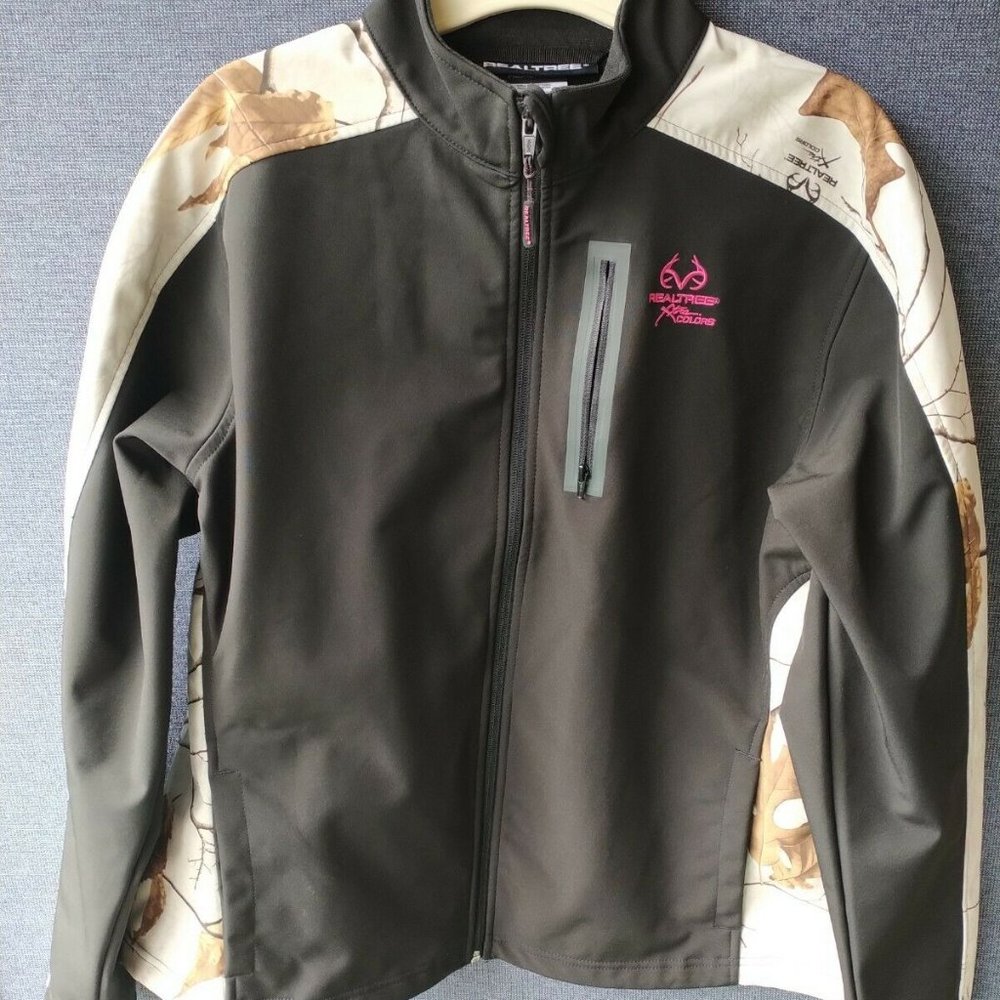 Realtree Woman's Jacket size L(12/14) Fall Camo Sleeves, Zipper Breast pocket